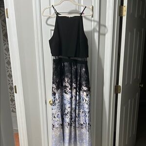 Betsy & Adam Black and Blue Maxi Dress
